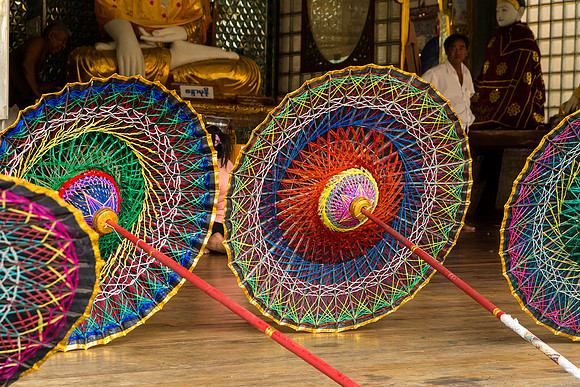 Umbrellas Shwedagon Pagoda Yangon